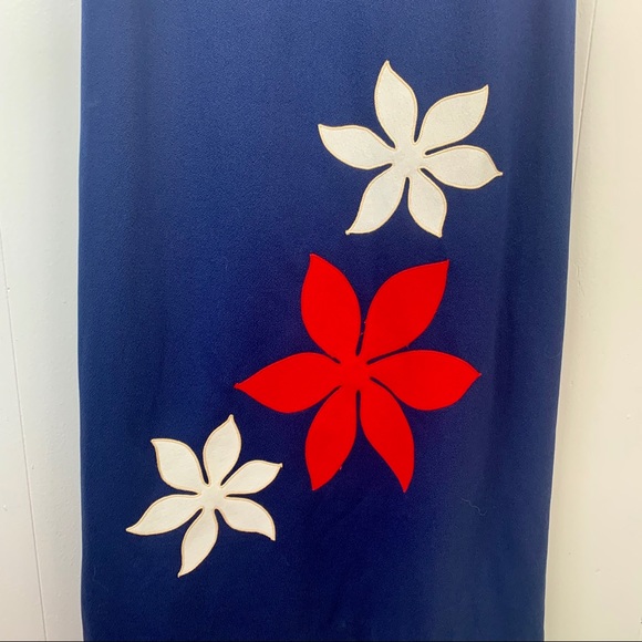 VINTAGE 1960's Red White Blue Maxi Dress | H13 - Picture 4 of 8